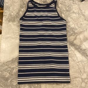 Navy and white stripe ribbed tank